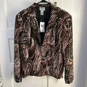 renaissance brand‎ black and brown spotted blazer zip up